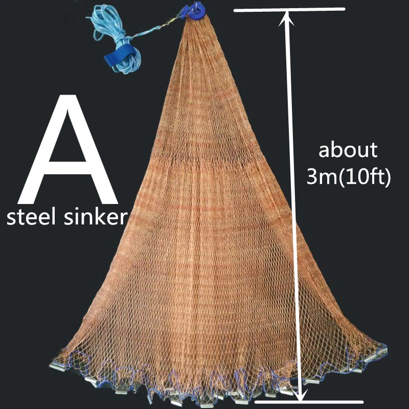 Finefish Hand Throw Fish Network Cast Net Outdoor Water Sport Hunting Catch Fishing Net Small Mesh Gillnet