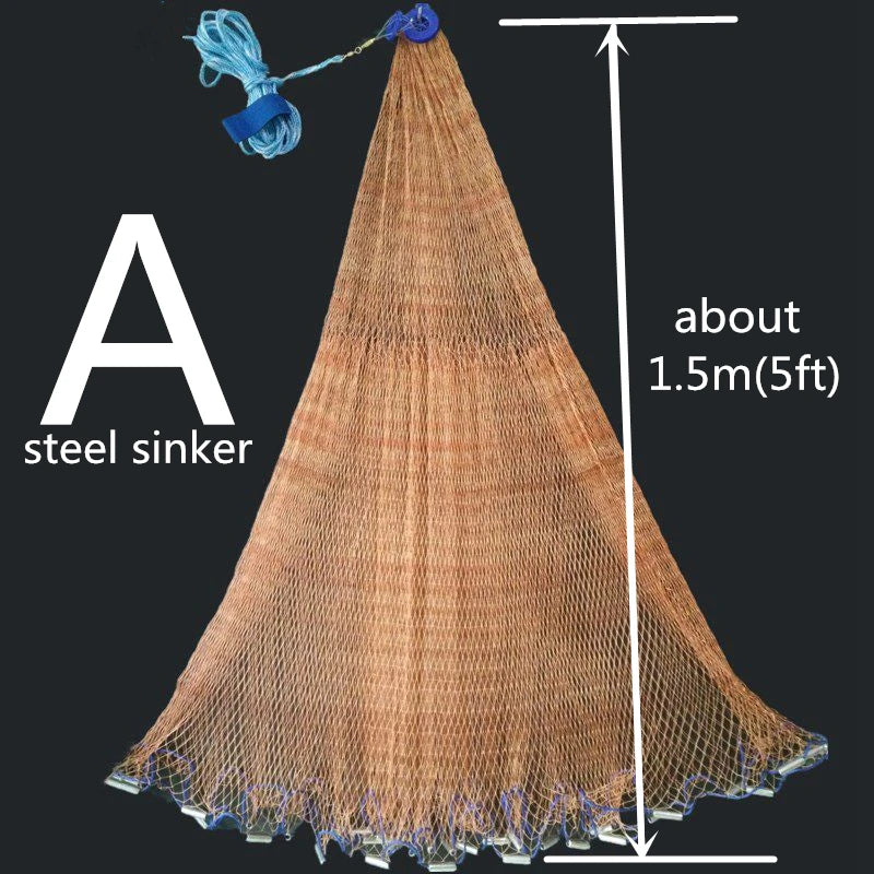 Finefish Hand Throw Fish Network Cast Net Outdoor Water Sport Hunting Catch Fishing Net Small Mesh Gillnet