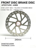 Super Ebike Electric dirt bike Light bee/E-ride pro ss Modified Ultra bee Rear Brakes 240mm Rear wheel Brake Disc