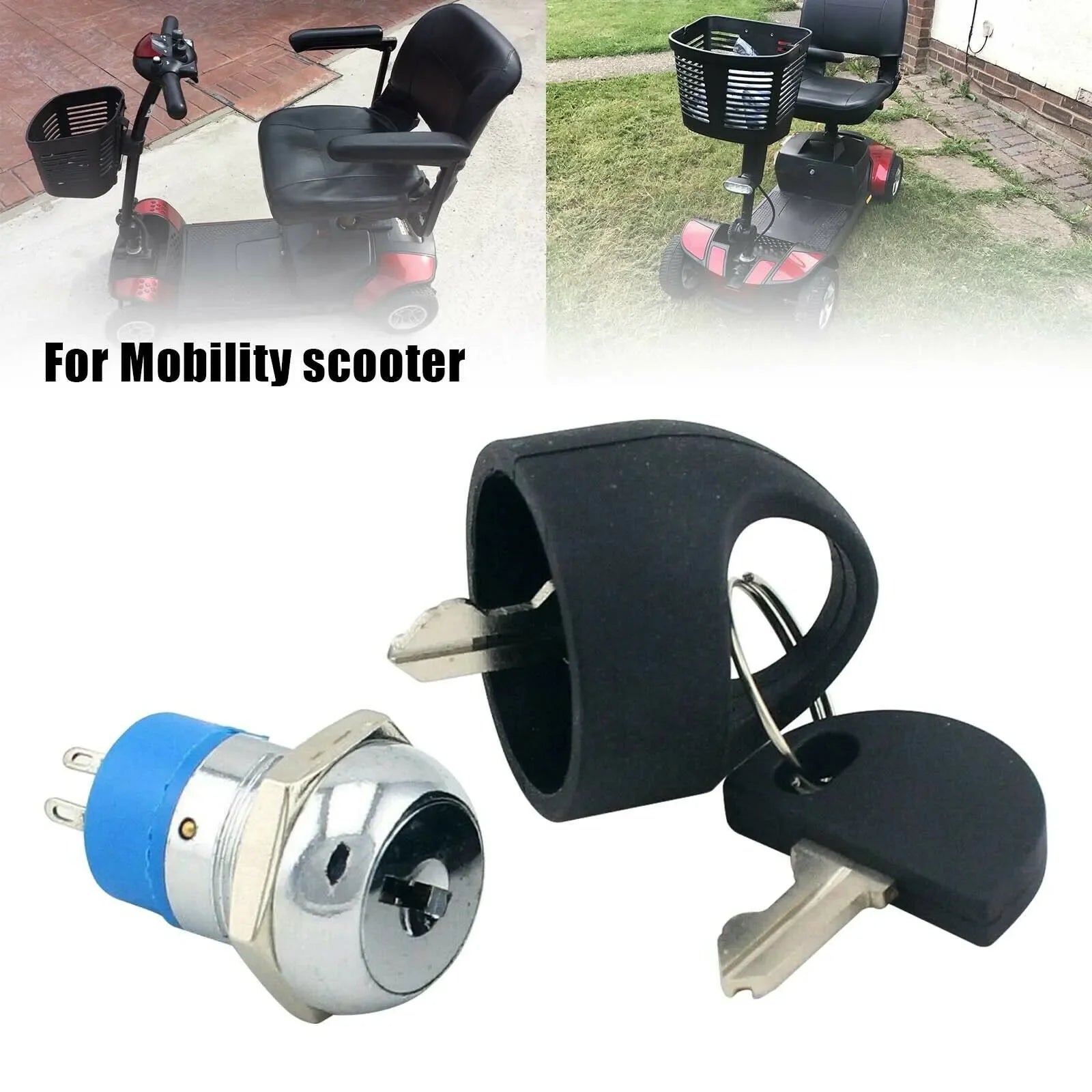 Motorcycle Ignition Switch With 2 Keys Mobility Scooter Spare Start On-Off Mobility Scooters Interior Parts