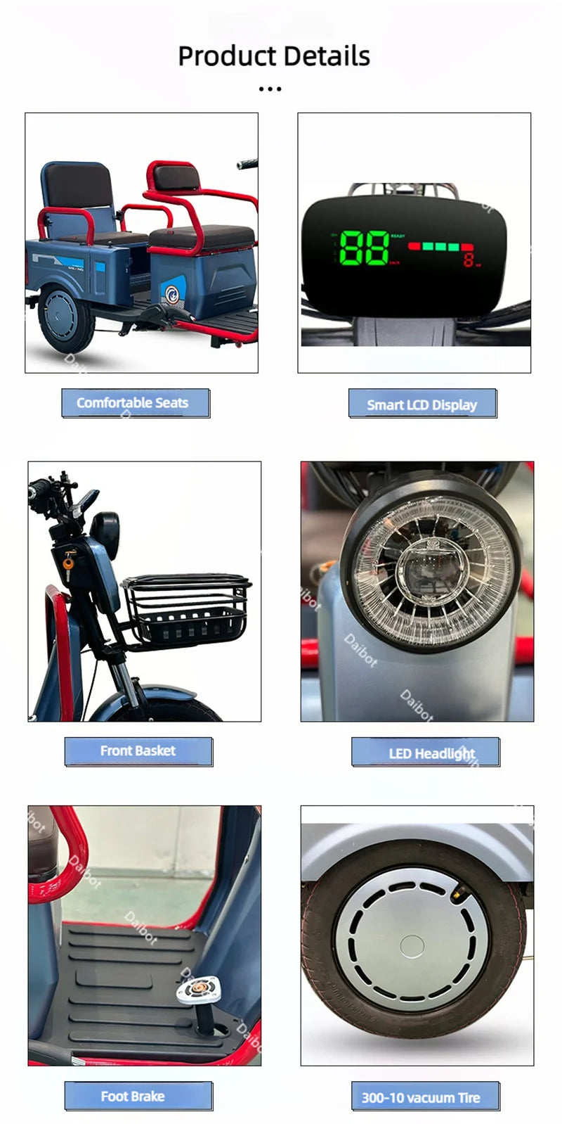 Mobility Scooter For Senior 3 Wheels Electric Scooter Cargo 600W 60V Electric Tricycle For Adults With Back Seat Movable Trike