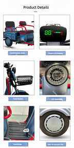 Mobility Scooter For Senior 3 Wheels Electric Scooter Cargo 600W 60V Electric Tricycle For Adults With Back Seat Movable Trike