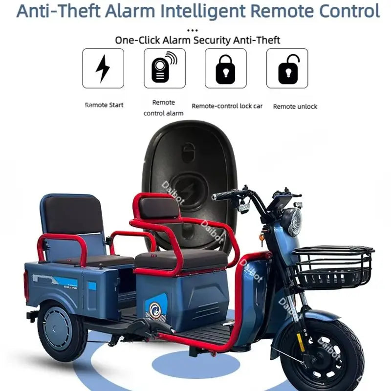 Mobility Scooter For Senior 3 Wheels Electric Scooter Cargo 600W 60V Electric Tricycle For Adults With Back Seat Movable Trike