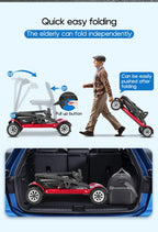 Compact Foldable Lightweight 4 Wheel Mobility Scooter Brushless Ultra Light Weight Travel Portable Electric Scooter for Disabled