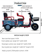 Mobility Scooter For Senior 3 Wheels Electric Scooter Cargo 600W 60V Electric Tricycle For Adults With Back Seat Movable Trike