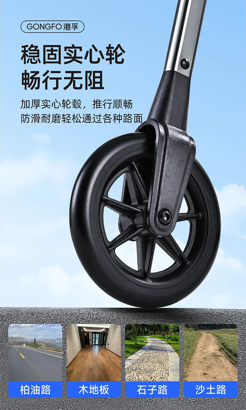 Aircraft Aluminum Folding Walker,3kg Ultra Light Rollator,Triangle Stabilization Frame,Rehabilitation Walking Aid for Seniors