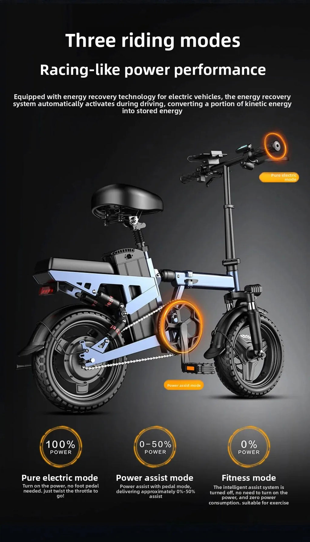 14-inch foldable E-Bike aluminum alloy explosion-proof tire electric bicycle for adults with multiple shock absorption bicycles