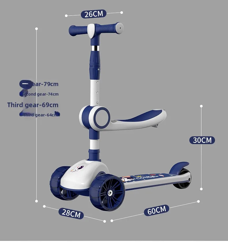 3-in-1 Scooter for Children Aged 1–3, 6–12: A versatile ride-on and push-along scooter for little boys and girls
