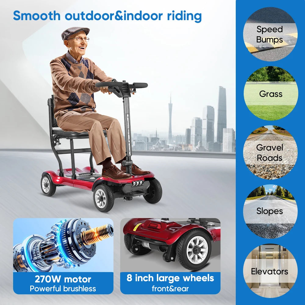 Compact Foldable Lightweight 4 Wheel Mobility Scooter