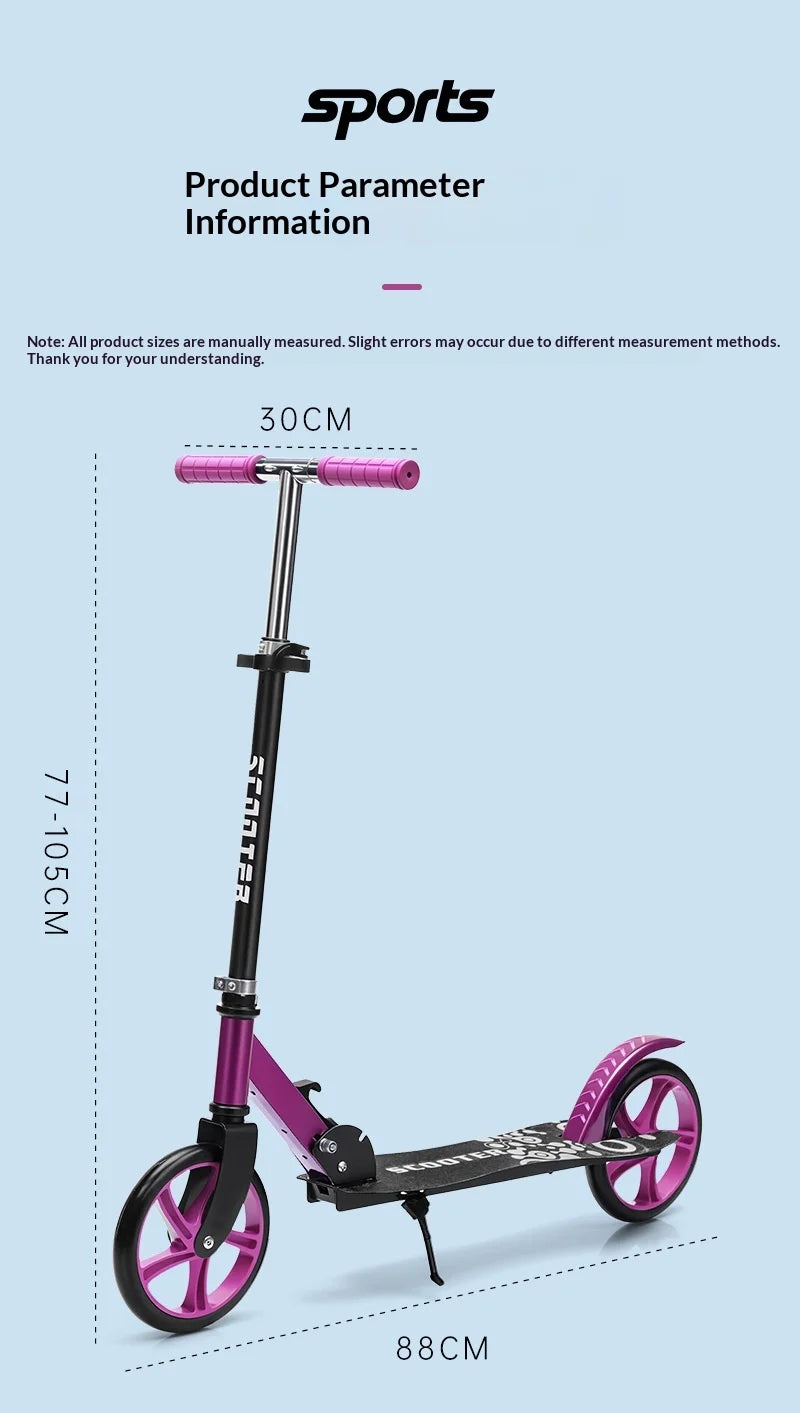 Foldable Kick Scooter Adults Kids Teens Urban Commuter Campus Lightweight Portable Two Wheels Adjustable Handlebars Scooters
