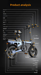 14-inch foldable E-Bike aluminum alloy explosion-proof tire electric bicycle for adults with multiple shock absorption bicycles