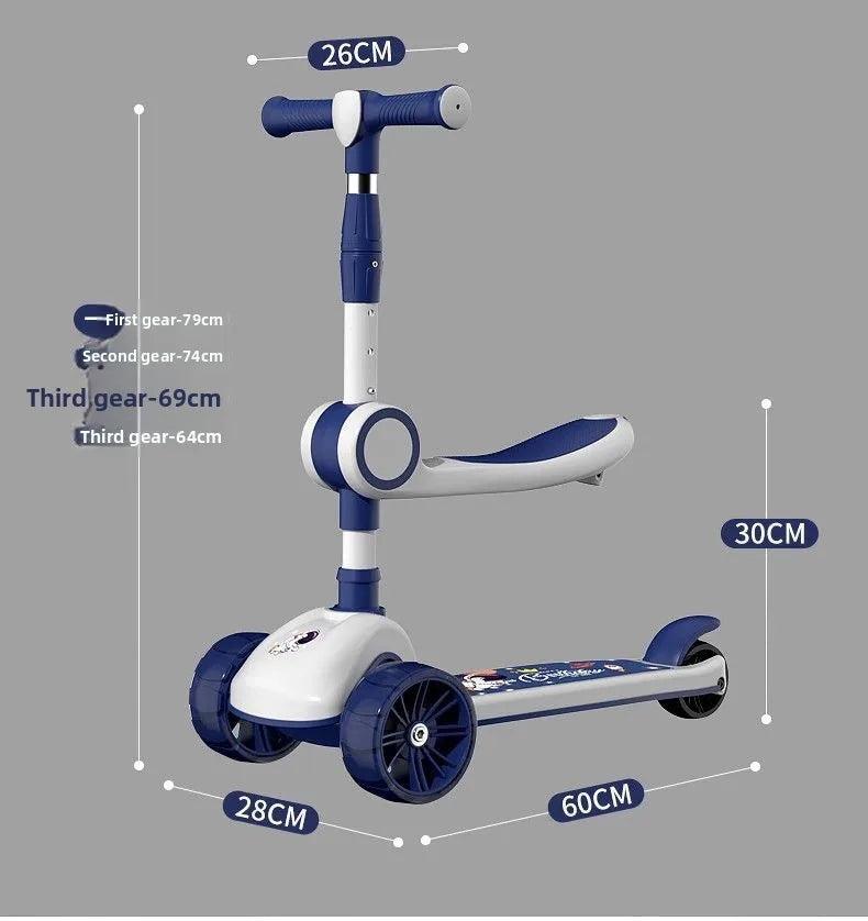 3-in-1 Scooter for Children Aged 1–3, 6–12: A versatile ride-on and push-along scooter for little boys and girls