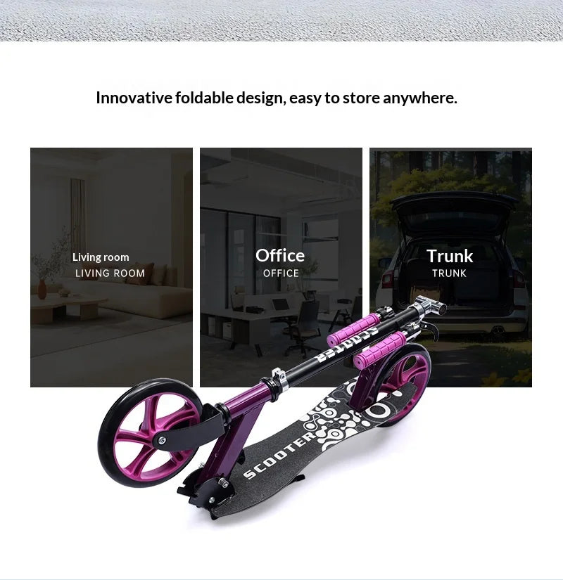 Foldable Kick Scooter Adults Kids Teens Urban Commuter Campus Lightweight Portable Two Wheels Adjustable Handlebars Scooters