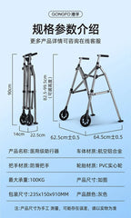 Aircraft Aluminum Folding Walker,3kg Ultra Light Rollator,Triangle Stabilization Frame,Rehabilitation Walking Aid for Seniors