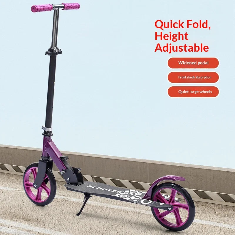 Foldable Kick Scooter Adults Kids Teens Urban Commuter Campus Lightweight Portable Two Wheels Adjustable Handlebars Scooters