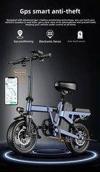 14-inch foldable E-Bike aluminum alloy explosion-proof tire electric bicycle for adults with multiple shock absorption bicycles