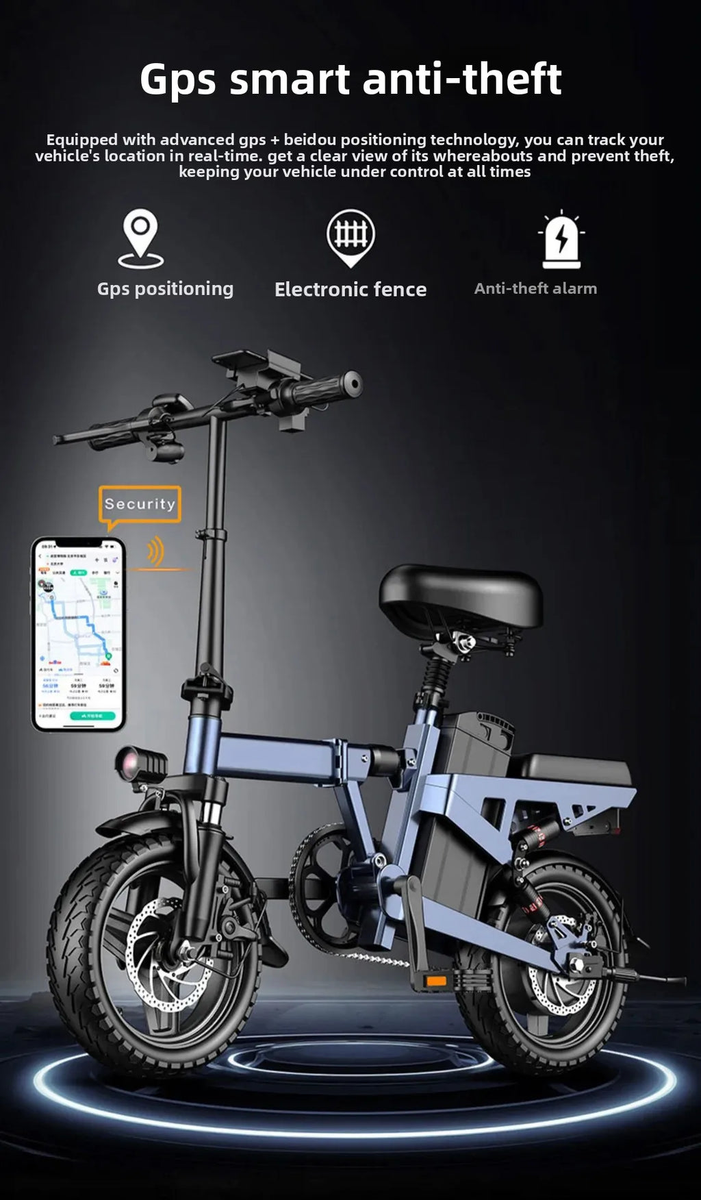 14-inch foldable E-Bike aluminum alloy explosion-proof tire electric bicycle for adults with multiple shock absorption bicycles