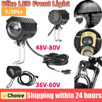 Ebike E-Bike 36V 48V 60V 80V Electric Bicycle Light with Horn Waterproof Scooters Motorcycle Headlight Horn Set Front Headlight