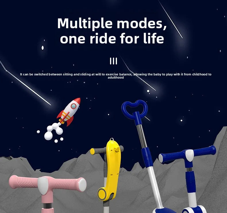 3-in-1 Scooter for Children Aged 1–3, 6–12: A versatile ride-on and push-along scooter for little boys and girls