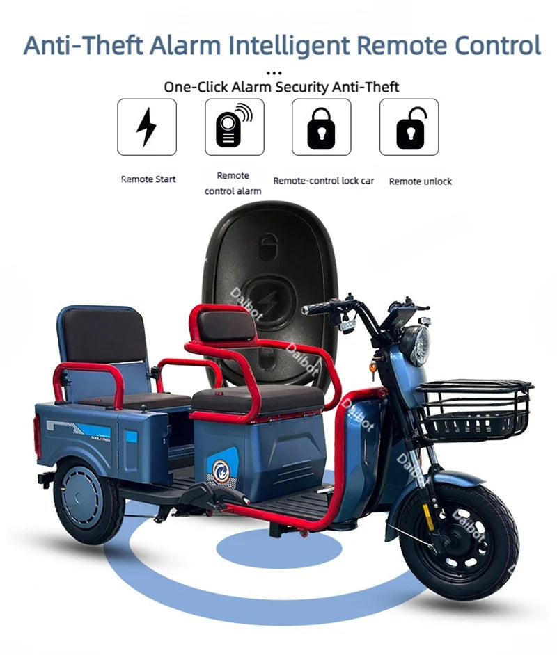 Mobility Scooter For Senior 3 Wheels Electric Scooter Cargo 600W 60V Electric Tricycle For Adults With Back Seat Movable Trike