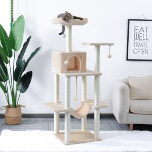 Multi-Level-Pet-Cat-Tree-House-Candos-Soft-Natural-Sisal-Scratching-Posts-for-Kitten-Tower-with-3